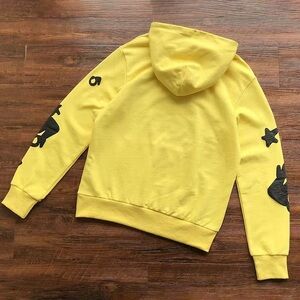 Yellow Hoodie with Black Sleeve Designs